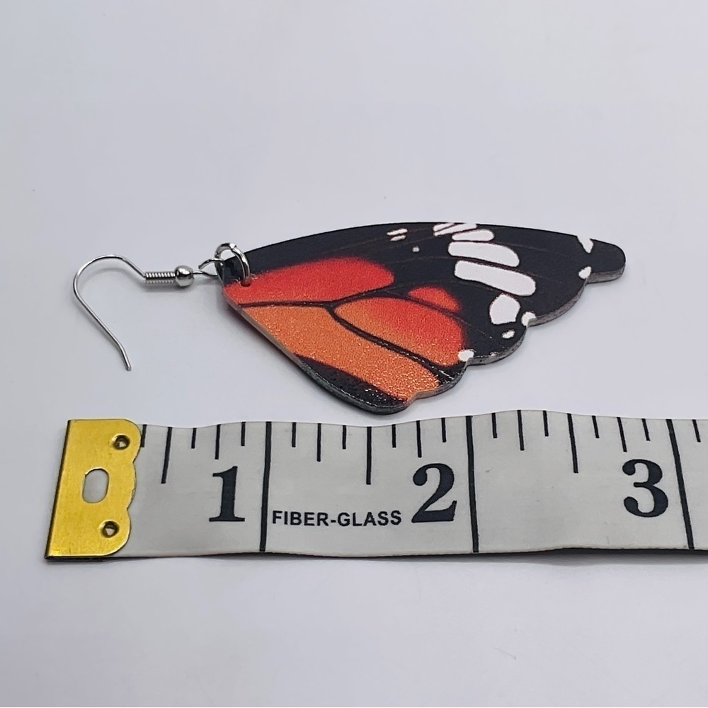 Butterfly Wing Earrings Dangle Hook Colorful Boho Festival Beach Monarch Gift - Picture 6 of 6